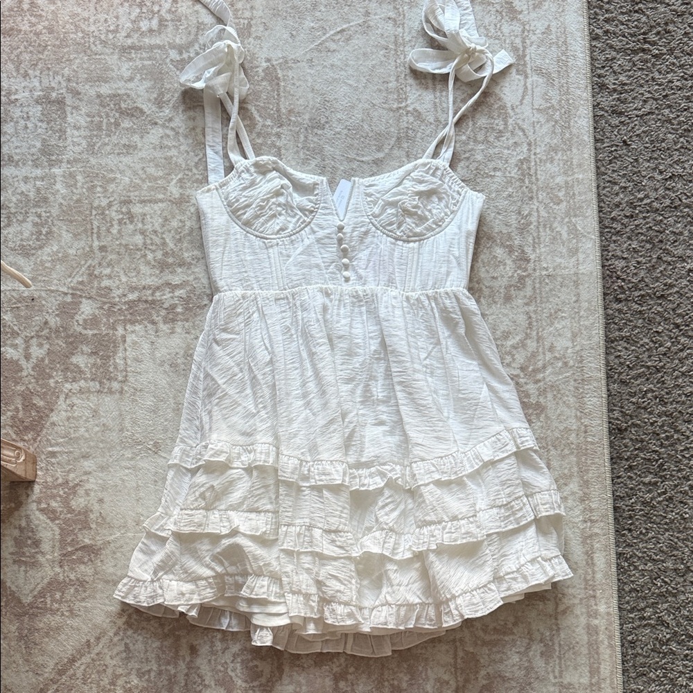 White Ruffled Mini Dress